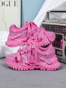 2026 Couple's Set Pink Low-Top Casual Sneakers ,Lady's Platform Sneakers  ,Breathable & Lightweight Sneakers ,Comfortable Walking Shoes ,Casual Lace-Up Outdoor Shoes,Holiday & Birthday Gift, Student Sneakers,Valentine's Day Gift - Hồng - Xem 2
