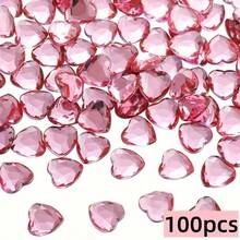 2D Flat - 50/100 Red/Pink Sparkling Heart-Shaped Rhinestones - Acrylic Imitation Decorative Beads, Suitable For Valentine's Day, Weddings, Crafts, Art Supplies, And Hobbyists - Accessories - View 7