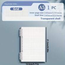 120 Pages A5 Transparent Loose-Leaf Notebook With Grid Lines, Removable Spiral Binding - Multicolor - View 10
