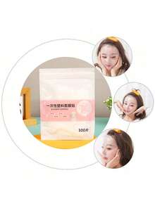 200/100pcs Disposable Plastic Facial Mask Applied To Beauty Salons For Household Wet Compress Fresh-Keeping And Moisturizing PE New Material Transparent Facial Fresh-Keeping Film