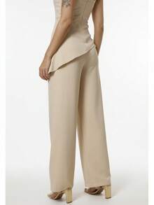 WUUW FASHION Women's Tailored Asymmetrical Top Set, Irregular Crop Top And Trousers, Stylish Summer Casual Outfit 2025 NEW - Màu be - Xem 9