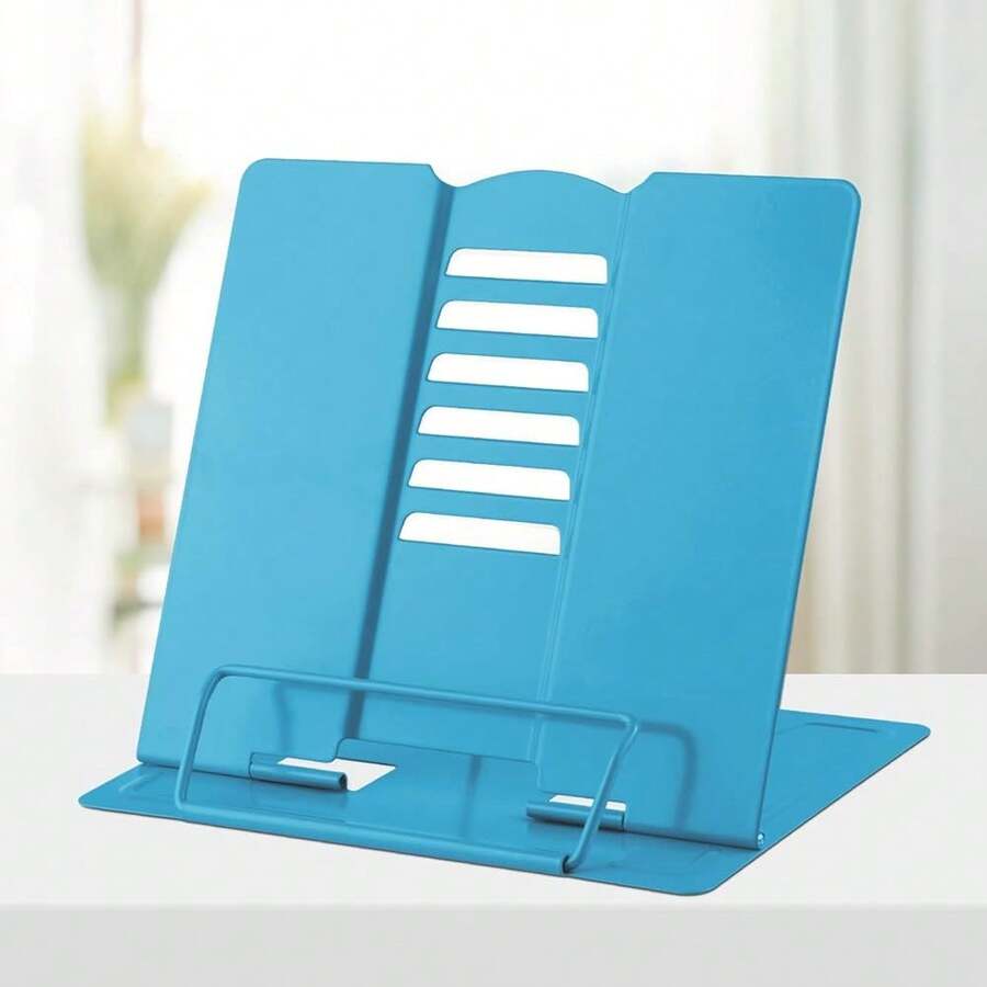 Metal Desk Book Holder, Hands Free Adjustable Cookbook & Document Holder, Portable Bookstand For Music Books, Textbooks, Recipes, Tablets & IPads (Sky Blue) - 天藍 - 查看 1