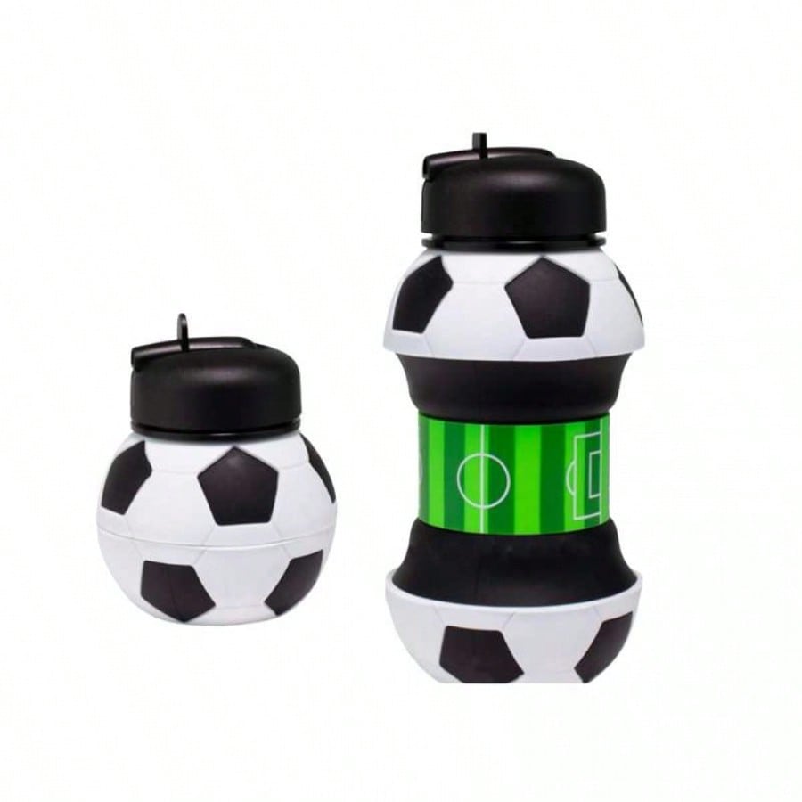 Botella de Agua Plegable de Silicona - Diseño Balón de Fútbol