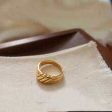 Nuevo anillo de piedra natural impermeable, anillo de ágata de color dorado vintage para mujer, regalo de joyería - Anillo A - Ver 9