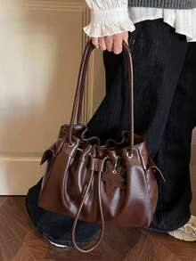 Spring New Stylish Large Capacity Women Handbag, Lightweight Luxury Niche Shoulder Bag, Tote Bag For Commuting - Coffee - View 2