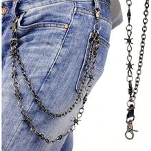Layered Punk Pants Chain Men Women, Gothic Hip Hop Jean Chain Wallet Chain Biker Trouser Chain, Goth Emo Fashion Keychain Accessories - 2L-黑色倒刺 - 查看 6