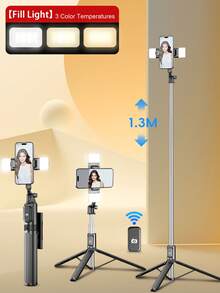 1.8m Wireless Bluetooth Selfie Stick Tripod With Adjustable LED Fill Light, Multi-Function Remote Control, 360° Rotatable Phone Holder, Suitable For Party Photography, Indoor Live Streaming - Multicolor - View 3