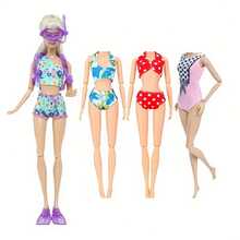 11.5英寸娃娃夏季海滩派对套装：4件套泳装、潜水装备和沙滩配饰 - 创意儿童的理想礼物 - 彩色 - 查看 6