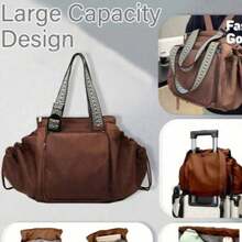 1pc Fashionable Multi-Functional Portable Mummy Bag. Car Infant Carrier Bag. Stylish Ladies Work Bag. Retro Handbag. Drawstring Bag. Shoulder Bag. Large Capacity Supermarket Shopping Tote. Student Backpack Handbag. Basic Solid Color Backpack. Lightweight Portable Canvas Bag With Handle. Business Weekend Travel Bag. Note: Shoulder Strap Color Is Random. - Coffee Brown - View 4