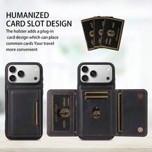 1pc Leather Flip Stand Wallet Case With Card Slots Compatible With Apple 17 Pro Max / Galaxy A56 Smartphone - Black - View 6