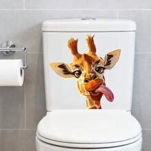1pc Gag Giraffe Toilet Sticker, PVC Waterproof Self-Adhesive, Easy To Apply And Remove, Funny Animal Pattern, Suitable For Bathroom Toilet Lid Decor, Multipurpose Home Decor