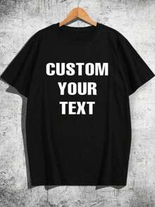 Customizable Men's T-Shirts With Customizable Text, Greetings, Or Fun Messages. Black Summer T-Shirts, Father's Day Gifts, Anniversary Gifts, Company Team Building Outfits, Music Festival Attire, Gifts For Men/Women, Men's Crew Neck Short-Sleeved T-Shirts, Party Outfits, Men's Black Short-Sleeved T-Shirts, April Fool's Day Gifts, Easter Gifts, Men's Summer Tops, Men's Summer Short-Sleeved T-Shirts, And Gym Wear., Moisture-Wicking - Black - View 3