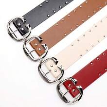 1件朋克风C型扣女士腰带，美式性感铆钉装饰裙裤腰带，加厚腰带 - 彩色 - 查看 2