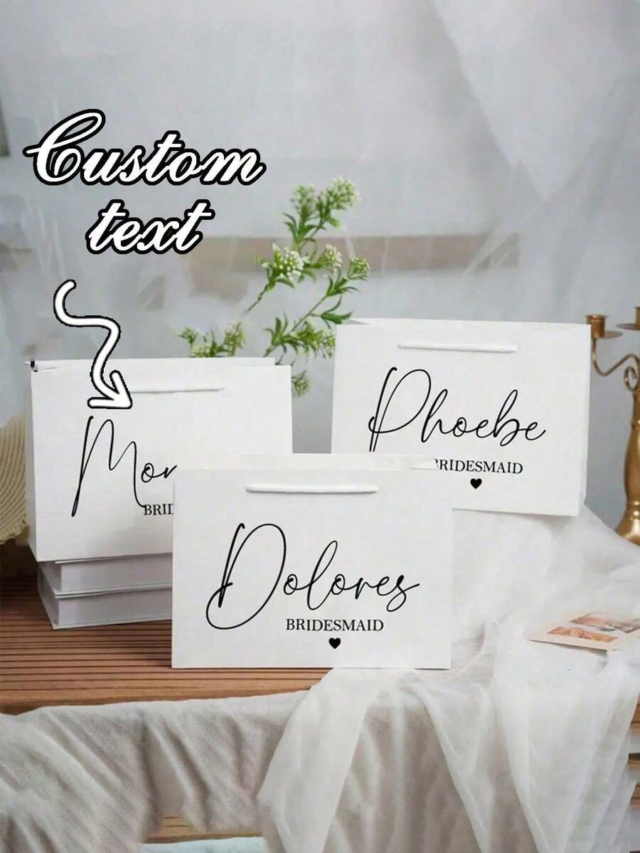 1 Túi Quà Cưới Tùy Chỉnh Cho Phù Dâu/Phù Rể, Túi Giấy Tái Sử Dụng Cá Nhân Hóa Cho Quà Tặng Và Quà Lưu Niệm Của Cô Dâu, Đa Chức Năng, Bền, Thanh Lịch, Tái Sử Dụng, Tinh Tế, Thời Trang, Chất Lượng Cao, Nhiều Màu Sắc, Hiện Đại, Tùy Chỉnh, Cá Nhân Hóa, Độc Đáo, Món Quà Lý Tưởng Cho Anh Ấy, Món Quà Lý Tưởng Cho Cô Ấy, Bạn Trai, Bố, Bạn Gái, Mẹ - Nhiều màu - Xem 1