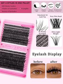 632/580 件睫毛延长套装，DIY 睫毛延长套装，单根睫毛簇套装 D 卷睫毛延长套装，带粘合和密封以及睫毛涂抹工具，睫毛套装适合日常使用、派对、旅行，或作为礼物送给家人和朋友 S 睫毛簇套装，睫毛，睫毛，假睫毛 - 黑色 - 查看 7