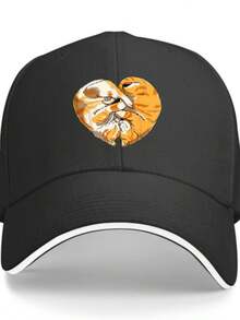 Item Picture Mens Retro Hip Hop Truck Cap Black With Orange White Cat Faces Adjustable Snapback Closure Lightweight Breathable B - Nhiều màu - Xem 1