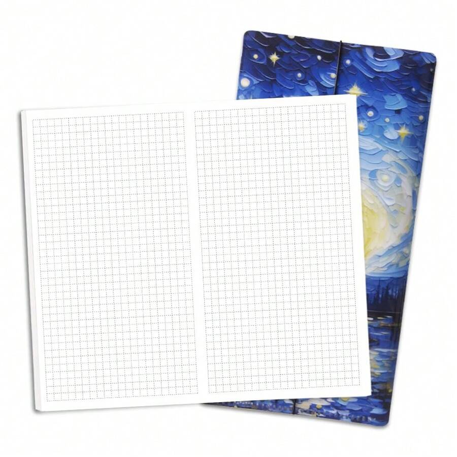 Travelers Notebook Inserts With PVC Sleeve Holder,Graph Paper, Standard Regular TN Journal Notebook For Journals,Dis,Planners,30 Sheets,8.5\ X 4.7\,Starry Sky - 星空PVC&Graph - 查看 1