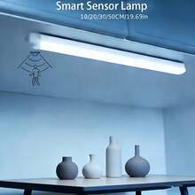 1pc White & Warm White LED Sensor Light / 3.94"~19.69" Wireless Cabinet Lighting / USB Rechargeable, Magnetic Mount, No Drilling Required / Suitable For Kitchen, Wardrobe, Bedroom Etc, Battery Powered Illumination - White - View 6