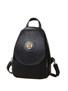 Women's Elegant Flap Shoulder Bag PU Leather Top-Handle Chic Backpack With Multi Zipper Pockets For Daily Use And Dating Events - màu đen - Xem 5