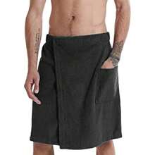 1pc Black Hook And Loop Adjustable Pocket Towel Skirt - Black - View 2