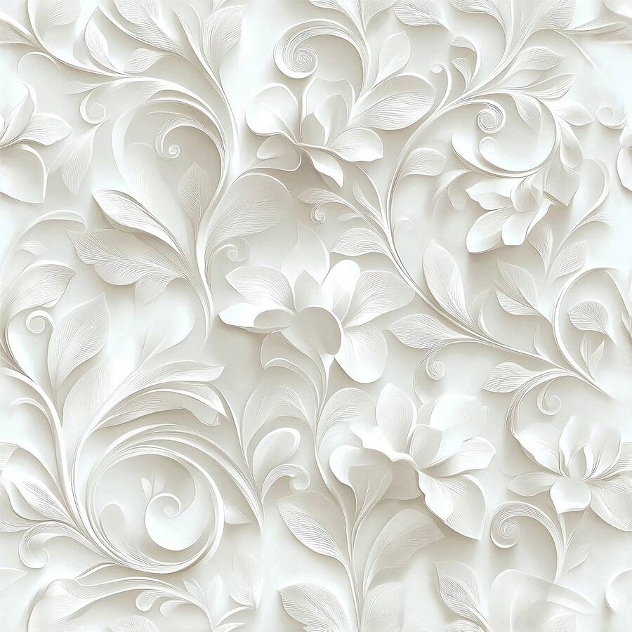 Papel de Parede Autoadesivo Branco em Rolo, Estampa Floral Europeia em Formato de Pergaminho, 43 x 300 cm (17 x 118 polegadas), Vinil para Contato, Adesivo de Parede Decorativo Impermeável e Fácil de Aplicar, Decoração Moderna e Luxuosa para Casa, Removível e Fácil de Instalar, Ideal para Sala de Estar, Parede de Fundo da TV, Quarto, Cozinha, Escritório, Presente de Dia dos Namorados, Decoração Clássica e Elegante para Ambientes - Branco - Ver 1