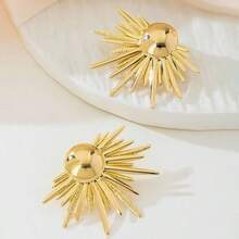 European And American Cross-Border Irregular Geometric Exaggerated Metal Texture Creative Sunflower Earrings Middle Eastern Style Earrings - 金色[環保] - 查看 3