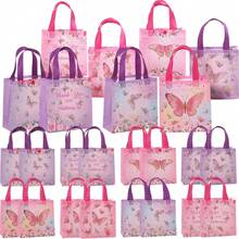 5/10/16PCS Butterfly Themed Festival Party Gift Packaging Bag, 7.87 Inches X7.87 Inches X3.54 Inches Small Birthday Party Handbag, Gift Packaging Bag, Storage Bag, Shopping Mall Shopping Bag - Multicolor - View 1