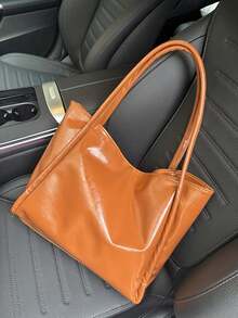 Túi xách da mềm dung tích lớn mới năm 2026, phù hợp cho học sinh, đi làm, xách tay, đeo vai/khoác tay, thiết kế độc đáo, phong cách đường phố/Nhật Bản dành cho nữ, túi xách nữ mới. - màu nâu - Xem 4