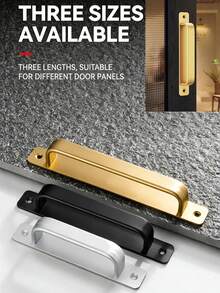 2pcs Gold, Silver, Black Aluminum Alloy Cabinet/Drawer/Door/Window Pull Handles, Home Hardware With Screws For Easy Installation - Multicolor - View 2