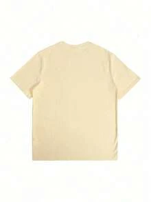 1pcs Star Flame Silhouette Men's 220g T Shirt Retro Streetwear 100% Cotton Y2K Swag Graphic Men Clothes Vintage Aesthetic Digital Printed T Shirt Gifts For Women/Men Summer Outfits For Women/Men Vacation Outfits Men - 杏色 - 查看 2