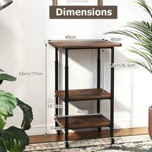 COSTWAY Height Adjustable Printer Stand, 3-Tier Printer Cart With Storage Shelves & Locking Wheels, Rolling Storage Rack, Heavy-Duty Mobile Machine Stand For 3D Printer Scanner Fax Machine, Brown/Black/White - Marrón - Ver 6