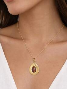 1件经典优雅水滴吊坠项链，女士首饰，18K镀金不锈钢链，日常佩戴，母亲节，情人节礼物