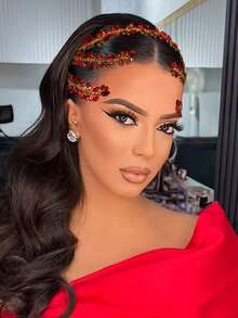 1pc Handmade Luxury Bridal Headband With Crystal Chain, Women's Fashion Charm Headpiece For Wedding, Party, Celebration, Holiday Gift Valentine's Day Accessories