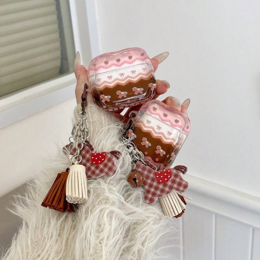 Étui de protection transparent et mignon rose-brun compatible avec Apple Pro 1ère/2ème/3ème génération - Rose bonbon - Voir 1