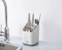 Joseph Joseph Duo Kitchen Sink Cutlery Drainer With Knife Slot, Kitchen Sink Drying Rack Cutlery Organizer, Grey - ColorA - 查看 2