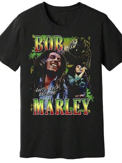 2026 Graphic T-Shirts For Men And Women, Valentine's Day T-Shirt, Bob Marley T-Shirt 1460142 Funny Short Sleeve T-Shirt For Men, Black, Sizes S-XXXL, Sports T-Shirt, Men's Clothing, Men's Tops, Graphic T-Shirts, Cute Tops, Women's Tops, Unisex Graphic T-Shirt For Valentine's Day And The Holiday, Couple Outfit For Family On Game Day, Perfect Gift For Men And Women