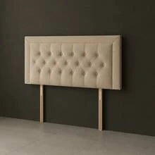 2ft6 Small Single Miami Chesterfield Velvetto Headboard 20inch - Cream - View 9