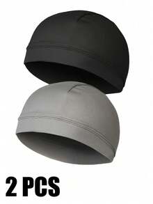 1/2 Pcs Men's And Women's Skull Cap Helmet Lining, Winter Wool Bicycle Cap, Skull Cap Under The Helmet, And Running Bicycle Cap - Multicolor - View 2