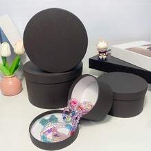 4个/套，粉色、白色、黑色、灰色圆形礼盒，纸质，可堆叠，DIY，纯色，浪漫简约风格，卧室、客厅装饰，适用于情人节、生日、婚礼、节日庆典、日常使用 - 彩色 - 查看 11