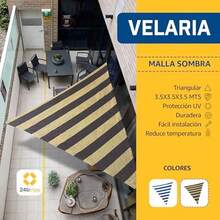 Malla Sombra Velaria 3.5x3.5x3.5 - Triangular Bicolor - Mallasombra para Exteriores - Bastillas Dobles Reforzadas - Proteccin 90% Rayos UV - Lonasombra - Velaria 3.5x3.5x3.5 CB - 3,50 x 3,50 x 3,50 mts+beige - café - Ver 3