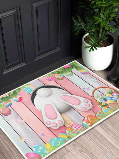 1 pieza Alfombra decorativa de Pascua - Lavable y reutilizable, diseño de caza de huevos de conejo de Pascua, felpudo de Pascua, alfombra de cocina de Pascua, suministros para fiestas de Pascua, decoración de Pascua para el hogar 2026, alfombra de Pascua, decoración de Pascua, regalos de Pascua, decoración de primavera 2026, recuerdos de fiesta de Pascua, decoración de habitación de Pascua, decoración de fiesta de Pascua, adornos de Pascua, alfombra lavable para la puerta principal, felpudo de bienvenida de Pascua, alfombra de Pascua, alfombra de baño