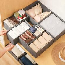 3个可折叠布艺抽屉收纳盒，多功能内衣袜子收纳盒，衣柜收纳盒，适用于衣橱、梳妆台、抽屉、化妆品收纳盒，优雅收纳盒，桌面抽屉分隔板，也可作收纳篮使用。 - 彩色 - 查看 1