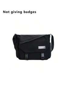 1个街头休闲大容量单肩斜挎包，复古通勤斜挎包，休闲百搭单肩包（带4个徽章），原宿风通勤包，适合男士街头时尚 - A - 查看 12