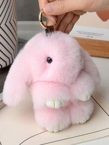 可爱兔子钥匙扣，柔软毛绒材质，白色、粉色、黑色和红色兔子，小巧精致，非常适合装饰背包、手提包和钥匙，生日礼物、节日礼物、毛绒玩具 - 彩色 - 查看 11