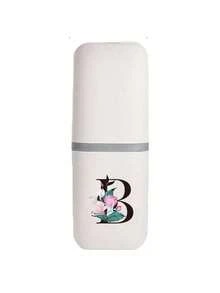 1pc A-Z Initial Floral Travel Toothbrush Holder, 2-In-1 Portable Toothbrush & Toothpaste Storage Cup, Personalized Letter Bathroom Storage Box For Travel, Business Trip, Camping, School, Suitable For Easter, Mother's Day Gifts - Multicolor - View 27