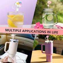 Cute & Playful Silicone Straw Lids, Dust-Proof, Leak-Proof, Anti-Choke Design, Suitable For Water Bottles, Tumblers, Travel Essentials - Pink - View 8