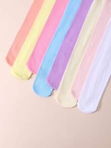 8 Pairs Girls' Vertical Striped Tights, Sweet Style, High Elasticity & Density Pantyhose, Spring/Summer New Arrivals - Multicolor - View 5