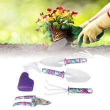 5-Piece Gardening Tool Set With Carrying Case: Cultivator, Rake, Shovel, Pruning Shears And Spray For Home Gardening. - Màu tím - Xem 6