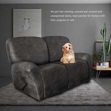 Trugenix-Recliner Sofa Covers - Leather Like Recliner Sofa Covers 3 Seater Recliner Couch Covers For 3 Cushion Couch 8 Pieces Washable Stretch Reclining Sofa Slipcovers (Brown)-GP - 02-卡其色 - 查看 10