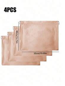 缎面抽绳防尘袋，适用于珠宝首饰及配饰；丝绸抽绳旅行收纳袋；便携式抽绳封口袋，适用于衣物鞋履；大容量手提包防尘袋；自封抽绳收纳袋；旅行配件收纳整理便携式防尘袋 - 香檳色 - 查看 25